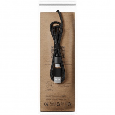 Logotrade advertising product picture of: SCX.design C38 5-in-1 rPET light-up logo charging cable with squared wooden casing
