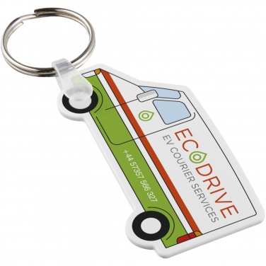 Logo trade promotional giveaways image of: Tait van-shaped recycled keychain