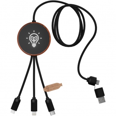 Logo trade advertising products image of: SCX.design C40 5-in-1 rPET light-up logo charging cable and 10W charging pad