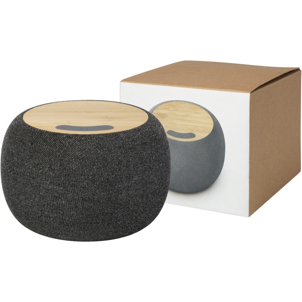 Logotrade promotional gift image of: Ecofiber bamboo/RPET Bluetooth® speaker and wireless charging pad