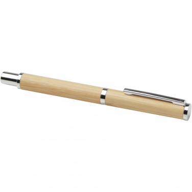 Logo trade promotional giveaways image of: Apolys bamboo ballpoint and rollerball pen gift set 
