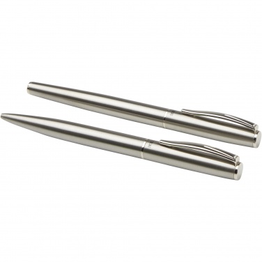 Logo trade advertising products picture of: Didimis recycled stainless steel ballpoint and rollerball pen set