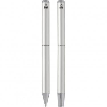 Logotrade promotional merchandise image of: Lucetto recycled aluminium ballpoint and rollerball pen gift set