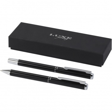 Logo trade promotional item photo of: Lucetto recycled aluminium ballpoint and rollerball pen gift set