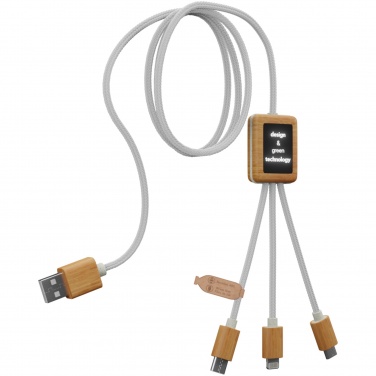 Logo trade promotional products picture of: SCX.design C39 3-in-1 rPET light-up logo charging cable with squared bamboo casing