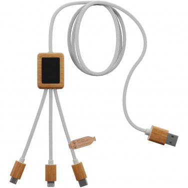 Logotrade promotional gifts photo of: SCX.design C39 3-in-1 rPET light-up logo charging cable with squared bamboo casing