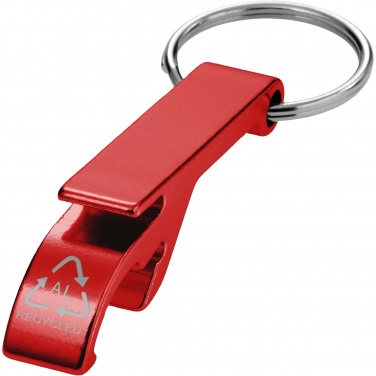 Logo trade promotional products image of: Tao RCS recycled aluminium bottle and can opener with keychain 