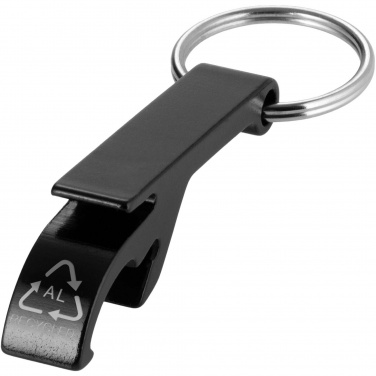 Logo trade business gifts image of: Tao RCS recycled aluminium bottle and can opener with keychain 