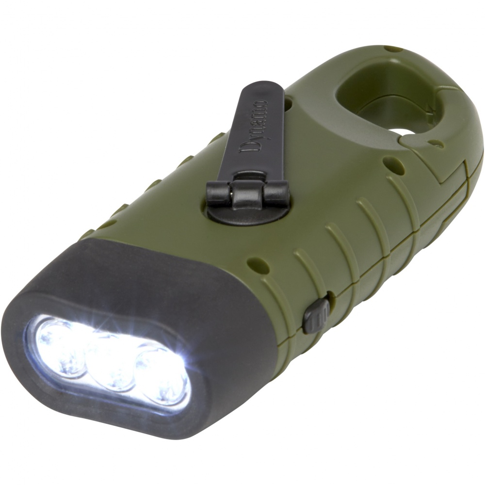 Logo trade advertising products picture of: Helios recycled plastic solar dynamo flashlight with carabiner