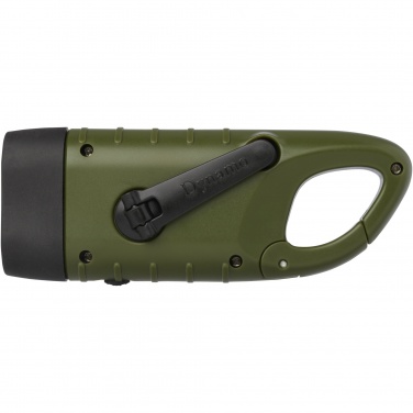 Logotrade promotional product image of: Helios recycled plastic solar dynamo flashlight with carabiner