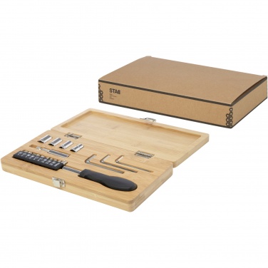Logo trade promotional giveaways image of: Rivet 19-piece bamboo/recycled plastic tool set