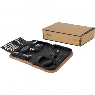Logo trade promotional items image of: Spike 24-piece RCS recycled plastic tool set with cork pouch