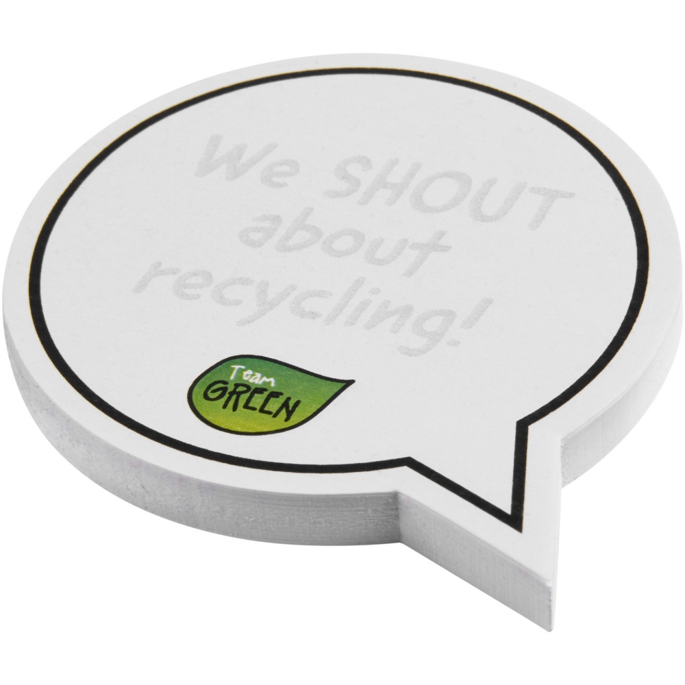 Logo trade promotional giveaways picture of: Sticky-Mate® speech bubble-shaped recycled sticky notes