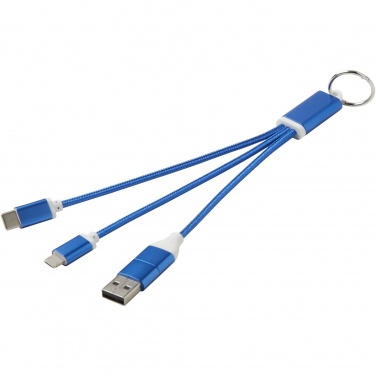 Logotrade promotional merchandise picture of: Metal 4-in-1 recycled aluminium charging cable with keychain