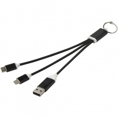 Logotrade promotional gift image of: Metal 4-in-1 recycled aluminium charging cable with keychain