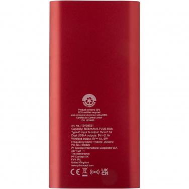 Logotrade corporate gifts photo of: Juice 8000 mAh Type-C recycled aluminium wireless power bank