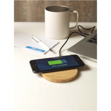 Logo trade corporate gift photo of: Essence 15W bamboo wireless charging pad