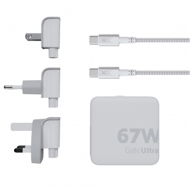 Logo trade promotional gifts image of: Xtorm XVC2067 GaN Ultra 67W travel charger with 100W USB-C PD cable