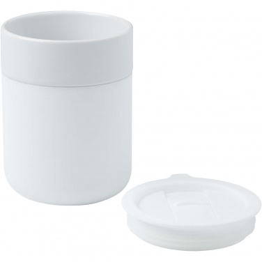 Logo trade promotional item photo of: Java 330 ml ceramic tumbler with silicone wrap and plastic lid