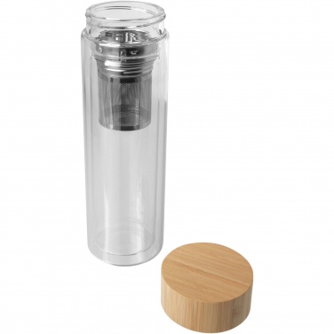 Logotrade advertising products photo of: Bailey 400 ml borsilicate glass infuser bottle with bamboo lid