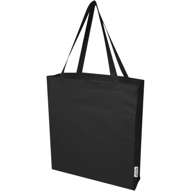 Logo trade promotional giveaway photo of: Madras 140 g/m² GRS recycled cotton gusset tote bag