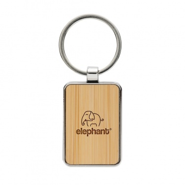 Logo trade promotional products image of: RCS recycled zinc alloy rectangle keychain with bamboo