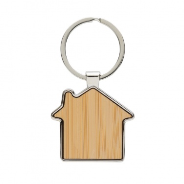 Logo trade promotional products picture of: RCS recycled zinc alloy house keychain with bamboo