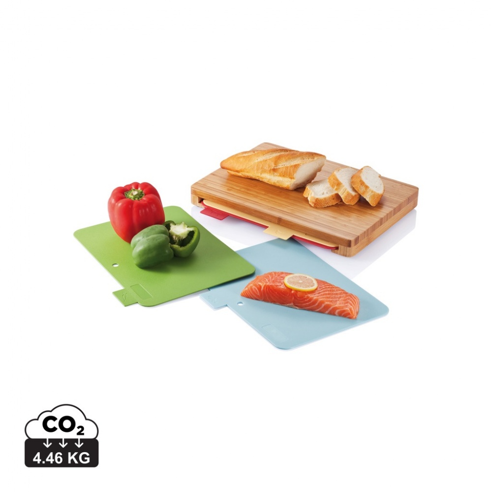 Logo trade advertising products image of: Cutting board with 4pcs hygienic boards