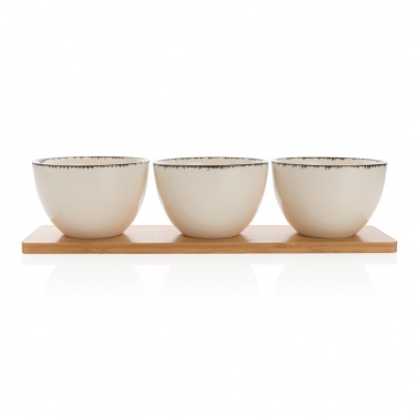 Logotrade promotional giveaway picture of: Ukiyo 3pc serving bowl set with bamboo tray