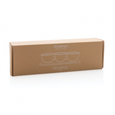 Logo trade promotional giveaways image of: Ukiyo 3pc serving bowl set with bamboo tray