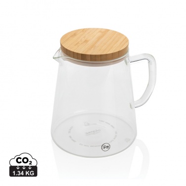 Logo trade business gifts image of: Ukiyo borosilicate glass carafe with bamboo lid 1.2L