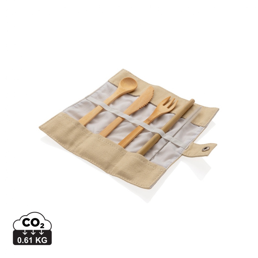Logotrade advertising products photo of: Reusable bamboo travel cutlery set