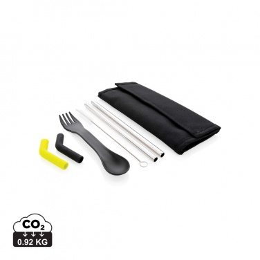 Logo trade advertising products picture of: Tierra 2pcs straw and cutlery set in pouch