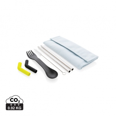 Logo trade promotional merchandise picture of: Tierra 2pcs straw and cutlery set in pouch