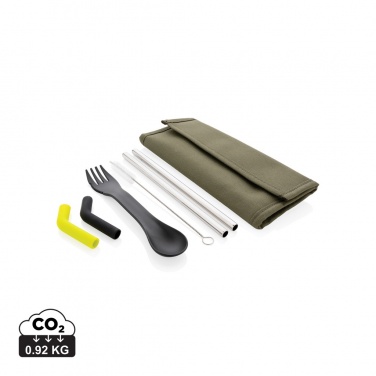 Logo trade promotional gifts image of: Tierra 2pcs straw and cutlery set in pouch