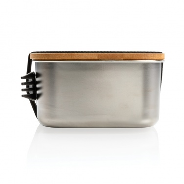 Logotrade promotional item image of: Stainless steel lunchbox with bamboo lid and spork