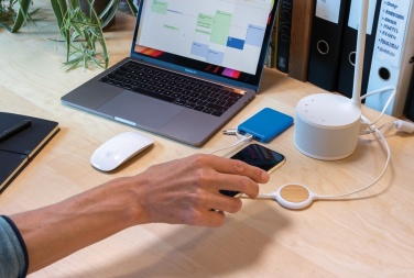 Logotrade promotional gift picture of: 3-in-1 cable with 5W bamboo wireless charger