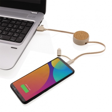Logo trade promotional giveaways picture of: Cork and Wheat 6-in-1 retractable cable