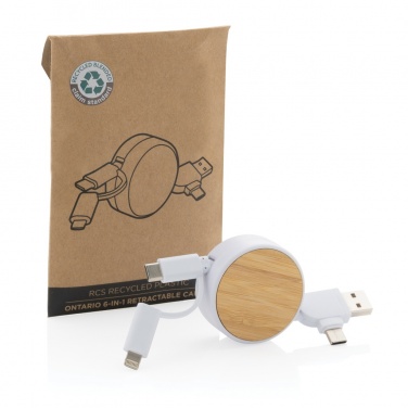 Logo trade advertising product photo of: RCS recycled plastic Ontario 6-in-1 retractable cable