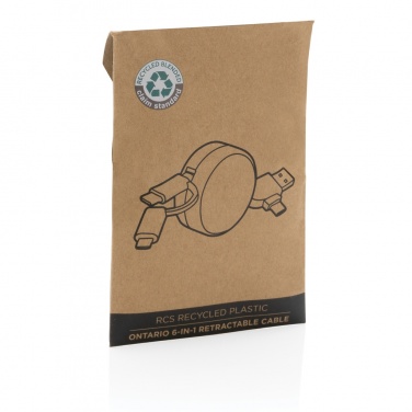 Logotrade promotional item image of: RCS recycled plastic Ontario 6-in-1 retractable cable