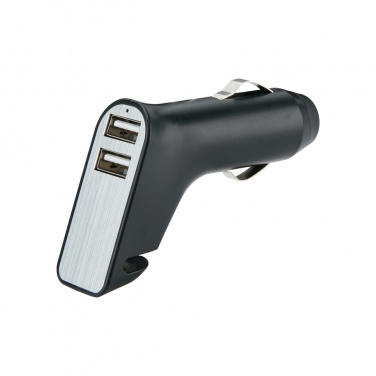 Logo trade promotional giveaways picture of: Dual port car charger with belt cutter and hammer