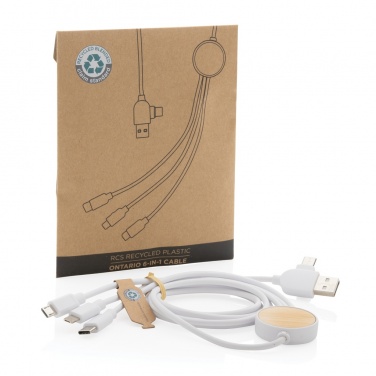 Logo trade promotional merchandise picture of: RCS recycled plastic Ontario 6-in-1 cable