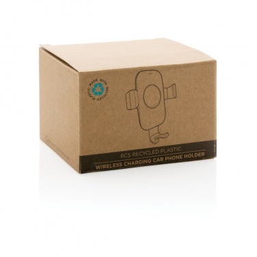 Logo trade promotional merchandise photo of: RCS recycled plastic 10W wireless charging car holder