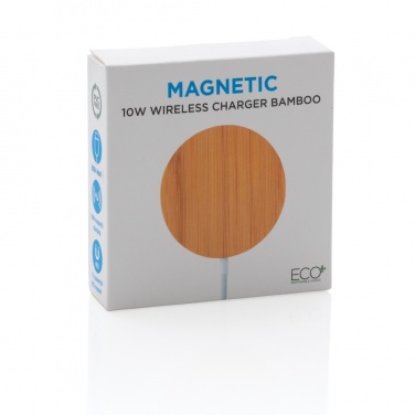 Logo trade promotional products picture of: 10W bamboo magnetic wireless charger