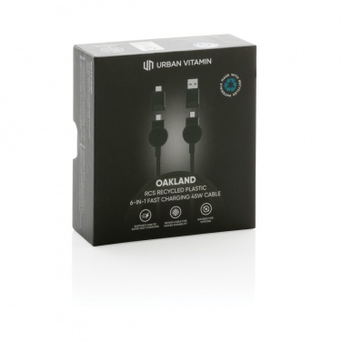 Logo trade promotional giveaways image of: Oakland RCS recycled plastic 6-in-1 fast charging 45W cable