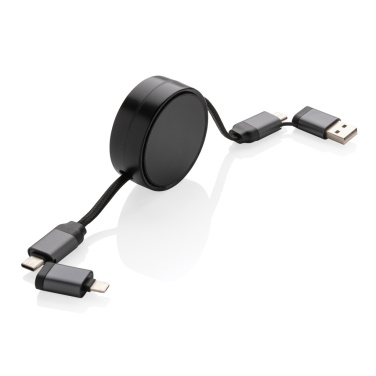 Logo trade promotional gift photo of: Terra RCS recycled aluminium retractable 6 in 1 cable