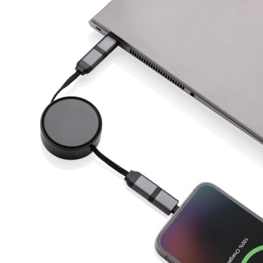 Logo trade promotional item photo of: Terra RCS recycled aluminium retractable 6 in 1 cable