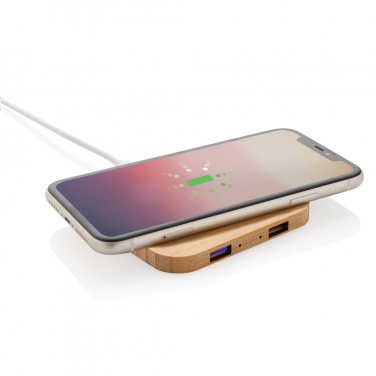 Logotrade corporate gifts photo of: Bamboo 5W wireless charger with USB