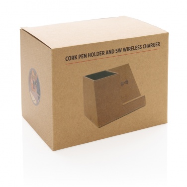 Logotrade promotional merchandise picture of: Cork pen holder and 5W wireless charger