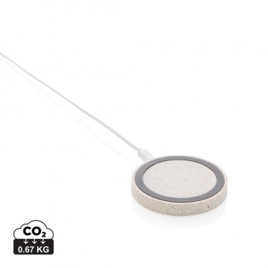 Logo trade promotional gifts picture of: Wheat Straw 5W round wireless charging pad